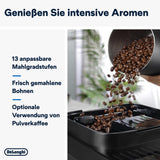 De'Longhi Magnifica Evo Next - Perfetto helautomatisk espressor med LatteCrema mjölkskummare, 13 One-Touch-drycker, kaffe- och cappuccinobryggare, färgpekskärm, titan (ECAM312.80.TB)