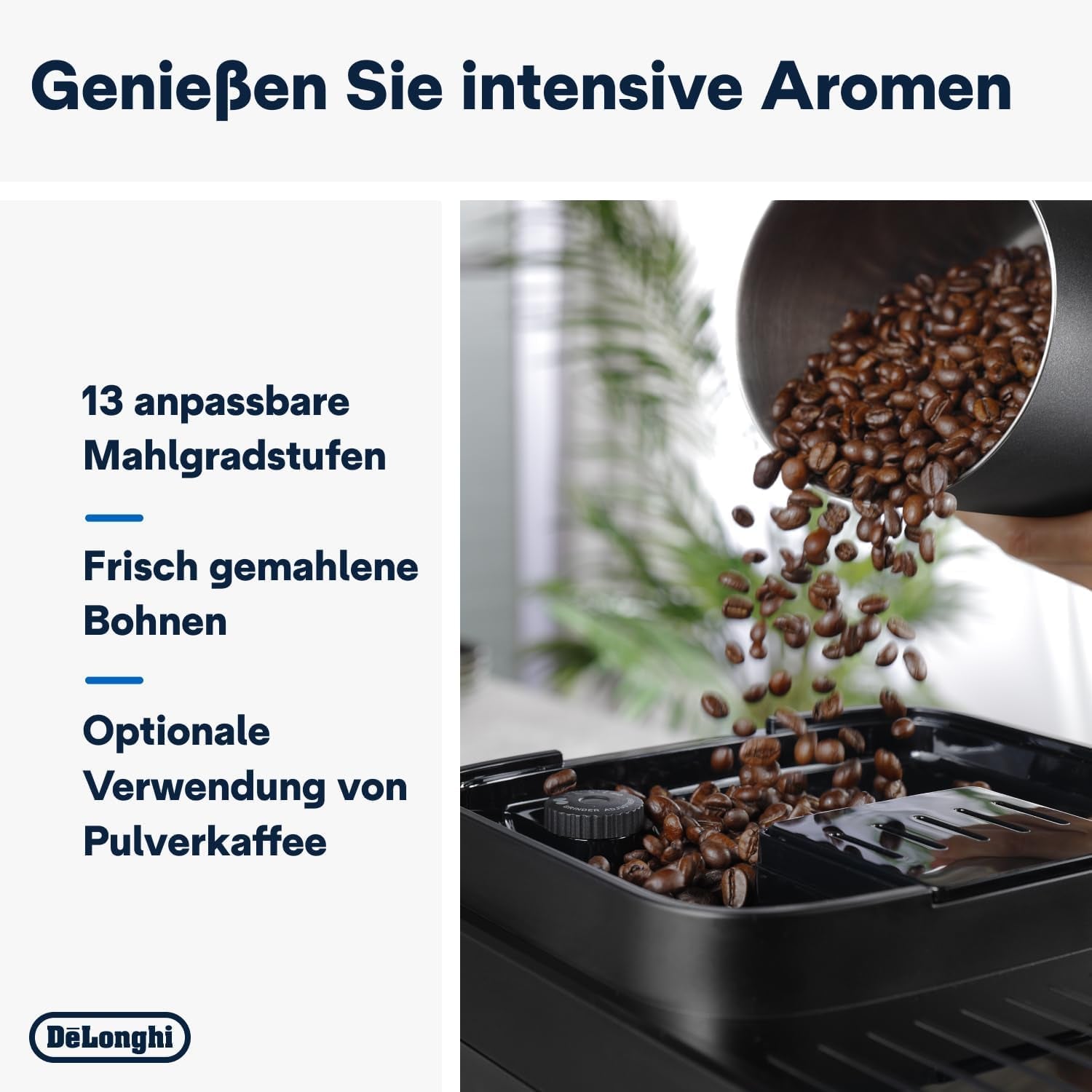 De'Longhi Magnifica Evo Next - Perfetto helautomatisk espressor med LatteCrema mjölkskummare, 13 One-Touch-drycker, kaffe- och cappuccinobryggare, färgpekskärm, titan (ECAM312.80.TB)