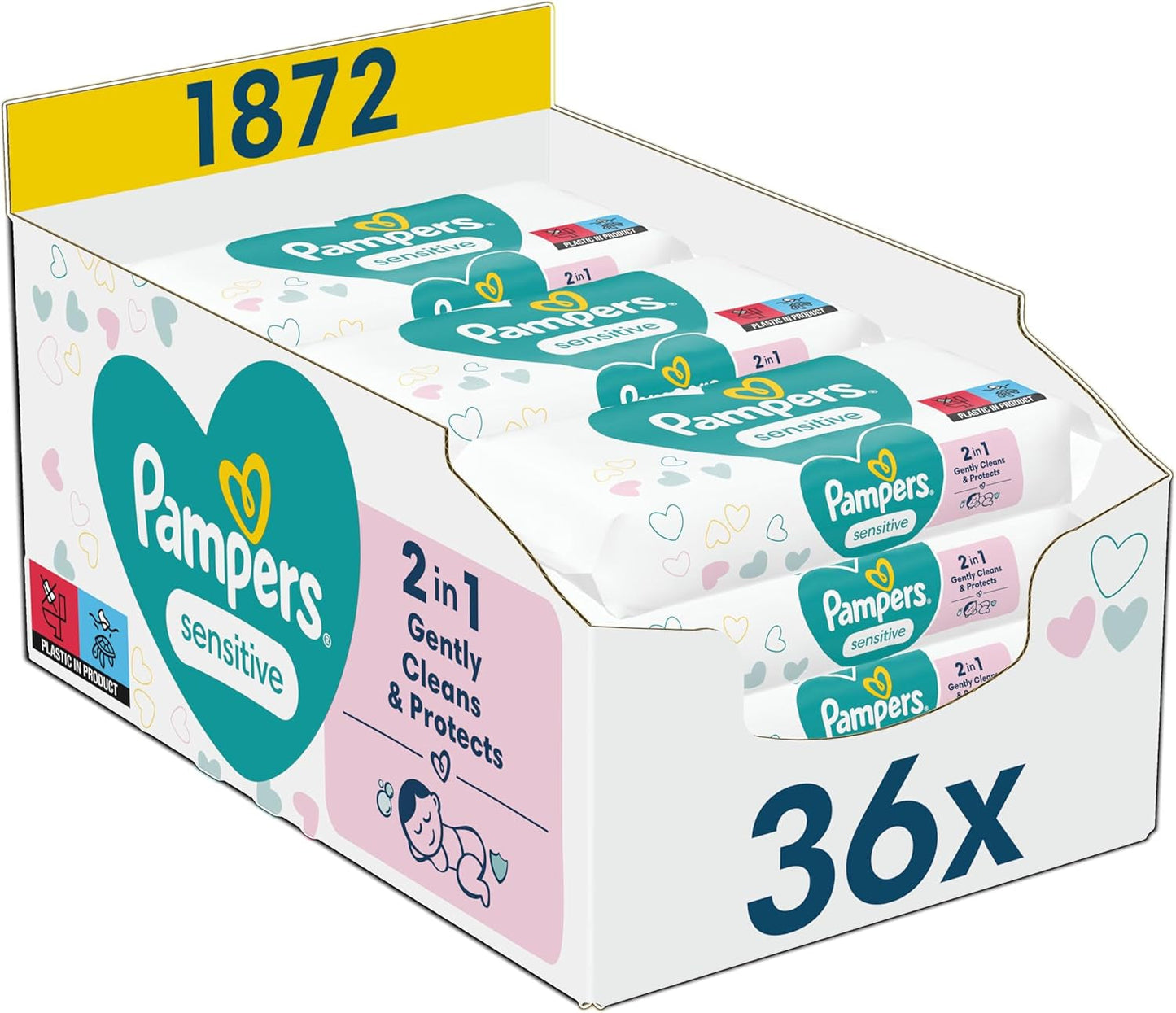 Sensitive Baby Wet Wipes, 1872 Wipes (36 x 52), Oparfymerad, för skonsam, skonsam rengöring