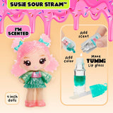 Yummiland Lip Gloss Doll - Susie Sour Straw - Inkluderar DIY Lip Gloss Kit, lämplig för åldrar 4+, Serie 2