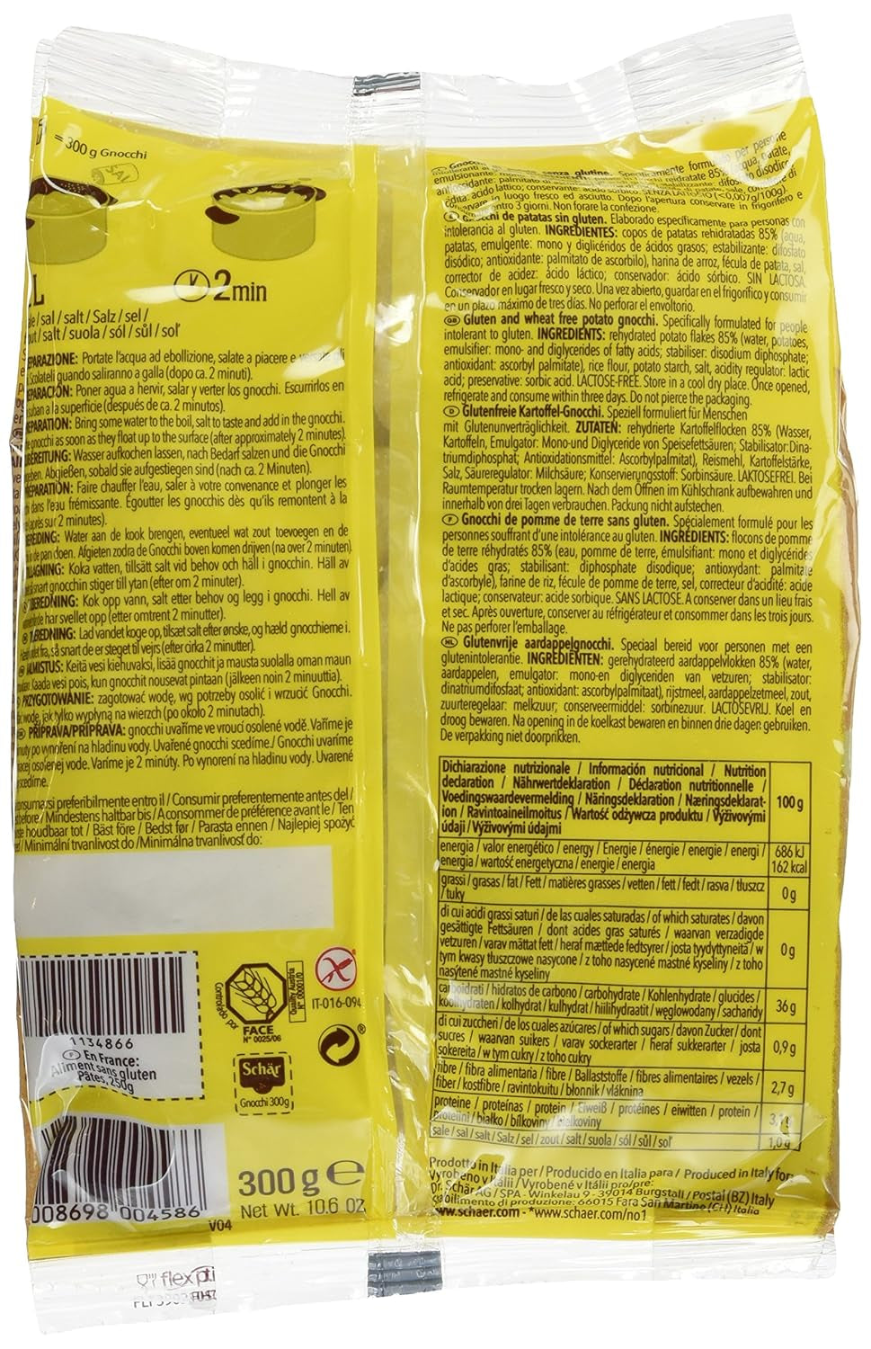 Glutenfri gnocchi, 300g, 6 st