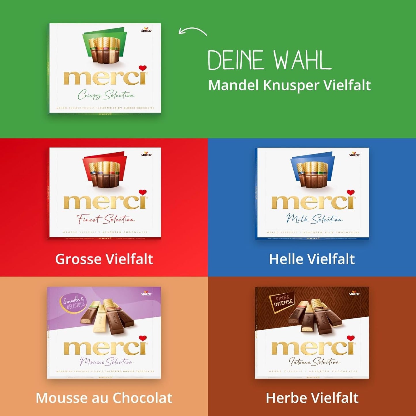 merci Finest Selection Mandel Crunch Variety – 1 x 250 g – Raffinerade specialiteter med nötter och choklad – Fyllda och ofyllda praliner