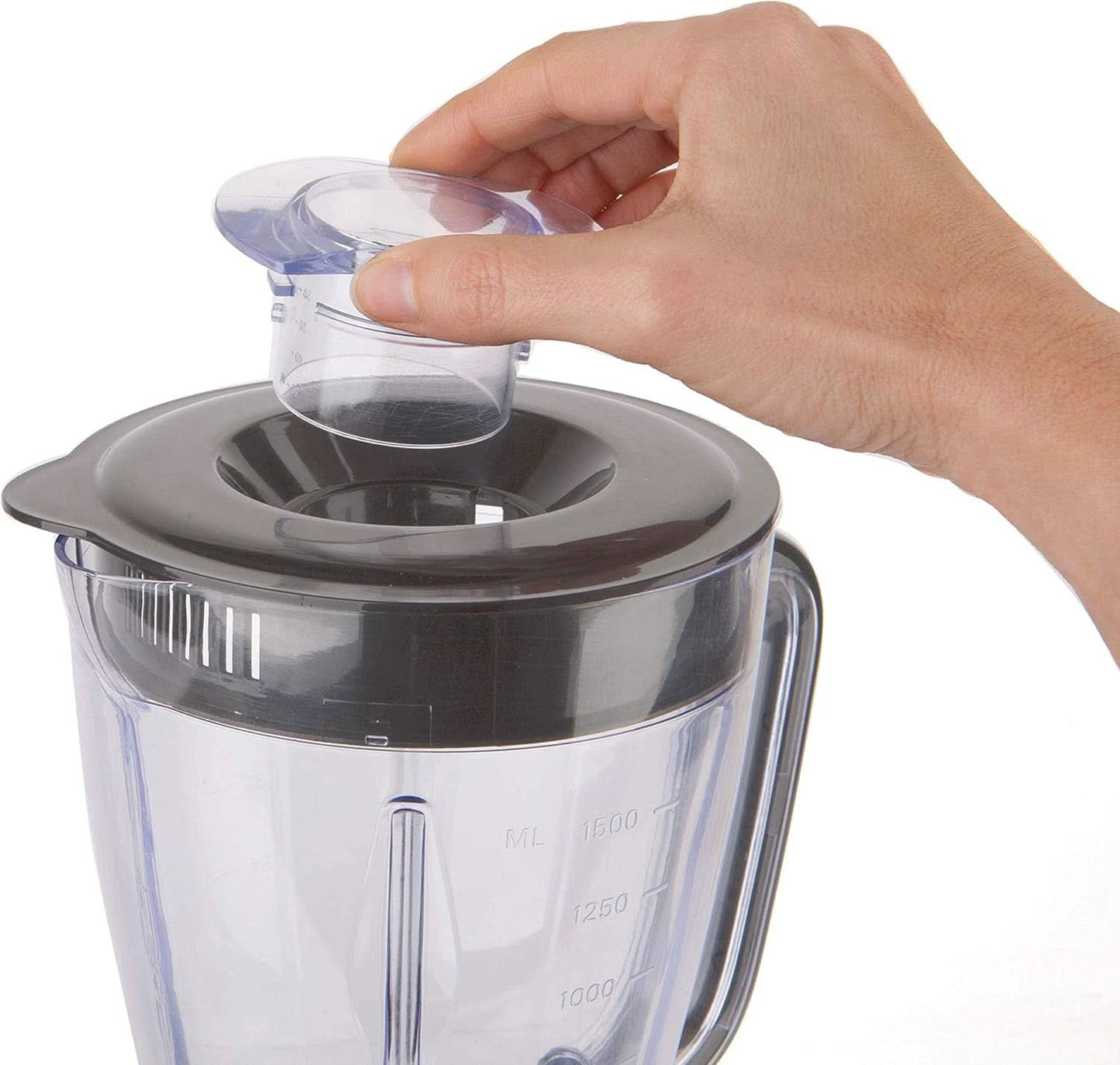 BLACK+DECKER Stativblandare | 500W | 2 hastigheter | Pulsfunktion | Glaskrug | 1,5L | Edelstahlmesser Mit 4 Klingen | Herausnehmbar Und Leicht Zu Reinigen | Weiß Und Grau Kitchen Naty Shop