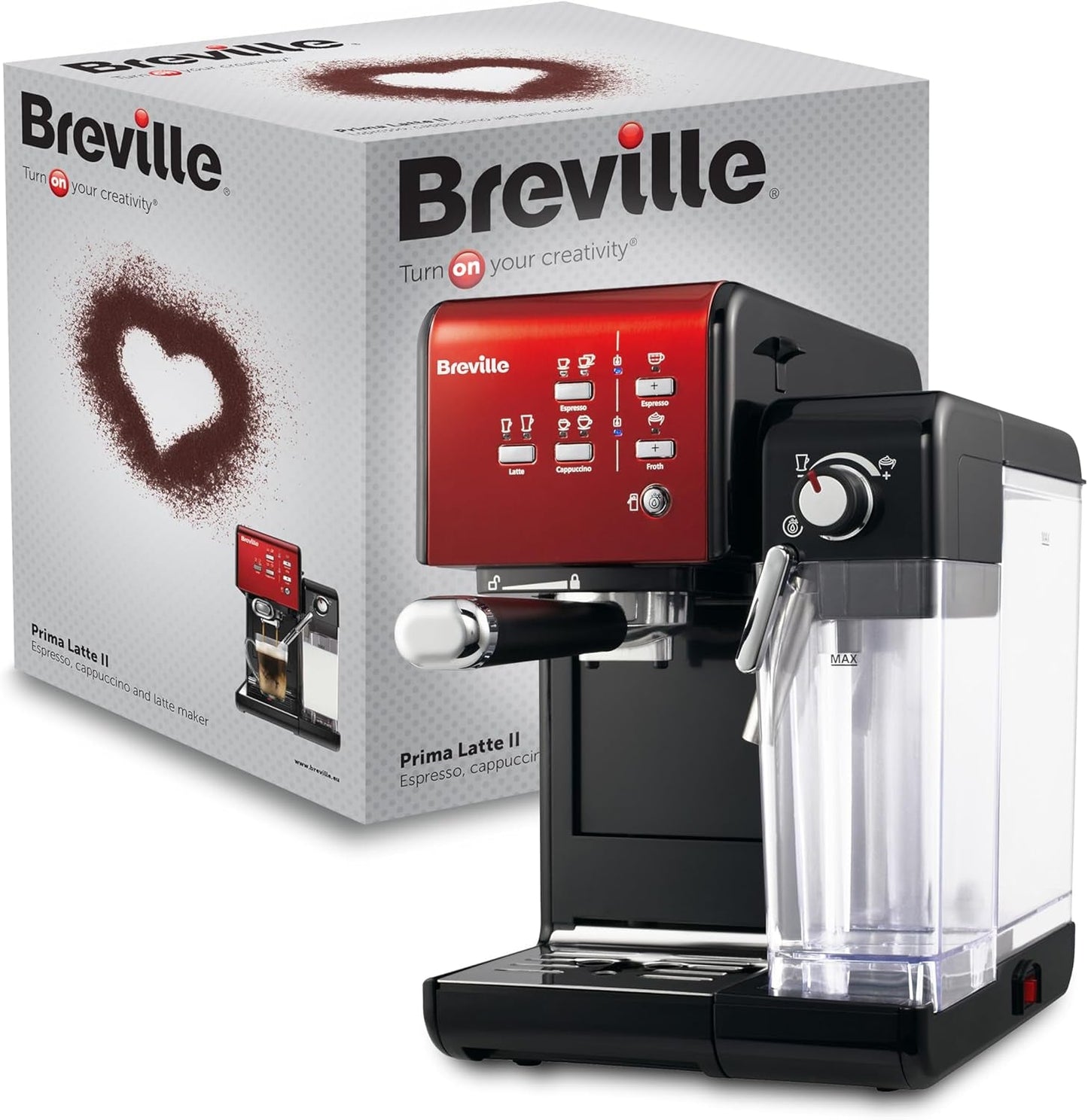 Espresso Breville Prima Latte II | Latte och cappuccinomaskin | Professionell pump med 15 bar och mjölkskummare | Silver [VCF108X]