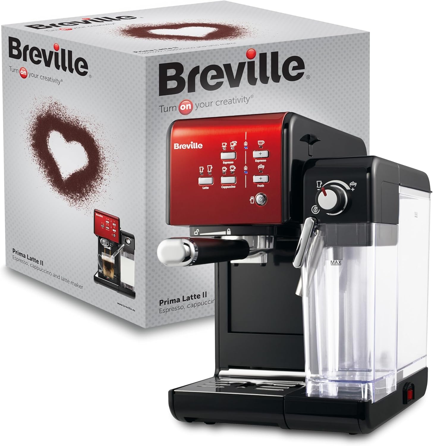 Espresso Breville Prima Latte II | Latte och cappuccinomaskin | Professionell pump med 15 bar och mjölkskummare | Silver [VCF108X]