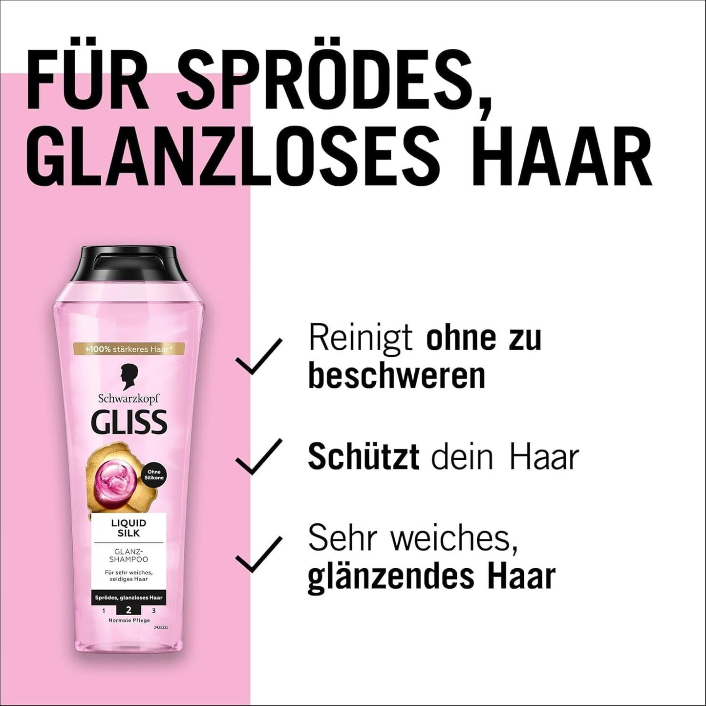 Gliss Shampoo Liquid Silk (250 ml), för ömtåligt och tråkigt hår Dusch och bad Naty Shop