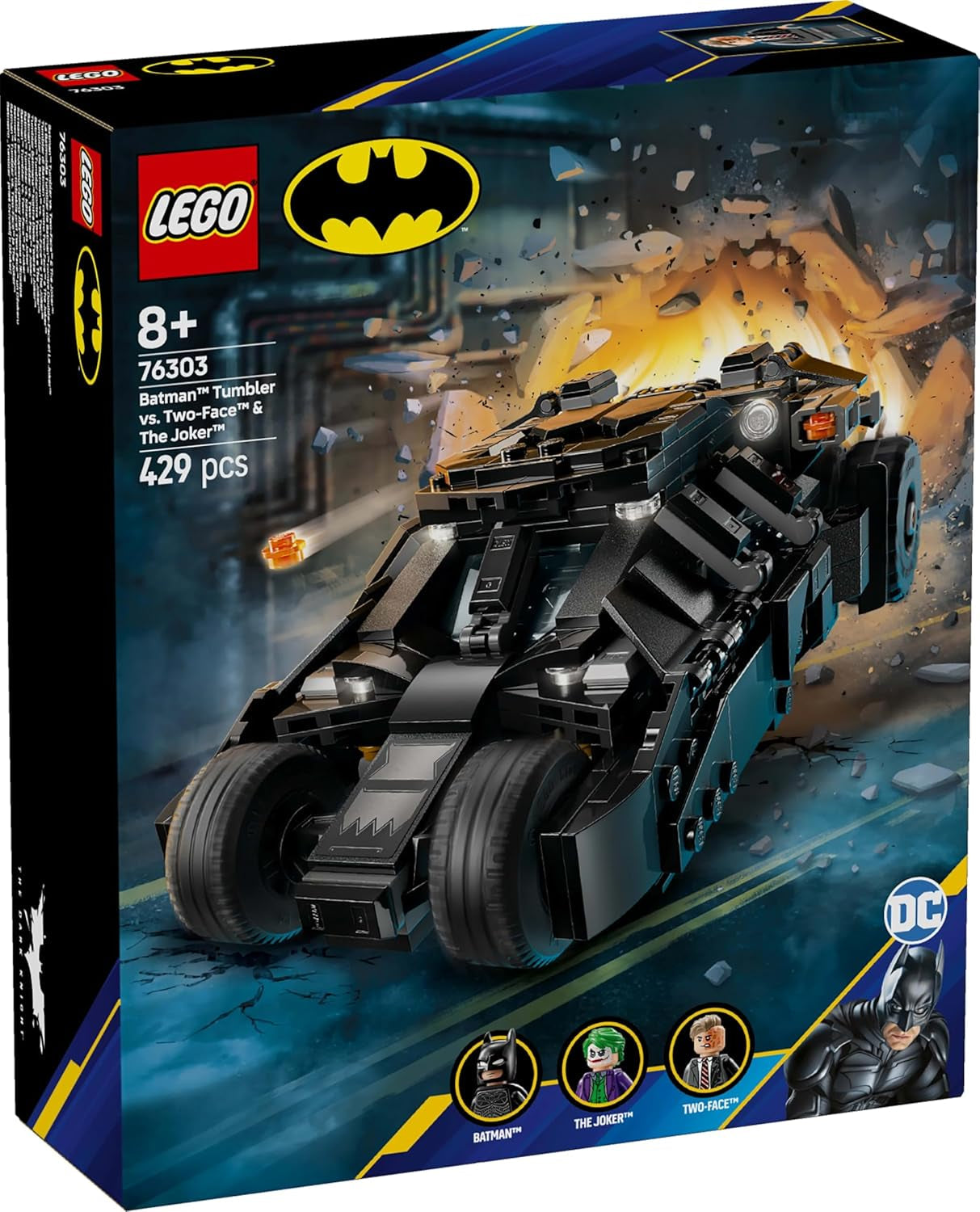 LEGO DC Batman: Batman Tumbler Vs. Two-Face & Joker - Superhjälteleksak med Batmobile Car - Lekset med minifigurer - Present till pojkar och flickor från 8 år 76303 Byggset Besuche den LEGO-Store