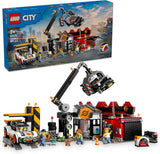 LEGO City skrotgård med bilar - leksak med skrotpress och kran, 2 leksaksbilar, 4 arbetarminifigurer och kontorsbyggnad - födelsedagspresenter för pojkar och flickor från 8 år och uppåt 60472 Byggset Beuche den LEGO-Store Standardtitel