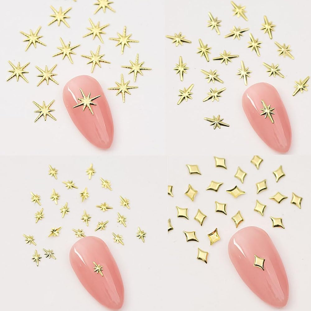 120 st Guld-Silver Star Nail Charms Star Y2K Nails Metal Star Nail Charms Blandade storlekar Nagelskruvar Star Nail Design Nail Art 3D Star Charms Nageldekoration Nagelberlocker Nageltillbehör
