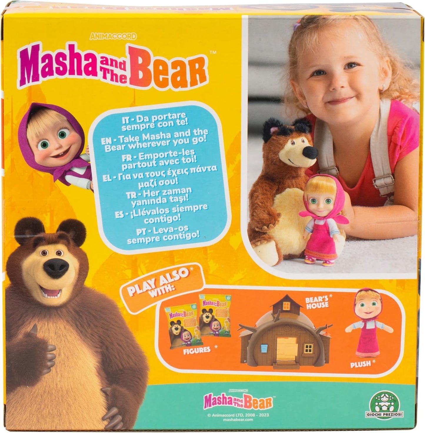 Masha och Michka 12 cm Masha docka och 20 cm Bärka plyschleksak för barn 3 år och uppåt MHA21