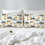 Jungen Cartoon Car Sängkläder Set 135X200,Kinder Bau Fahrzeuge Tröster Abdeckung Für Kind Kleinkind Teens,Dinosaurier Bettbezug,Traktor Maschinerie Bagger Bettdecke Abdeckung,Lkw Autos Bettdecke Naty Shop