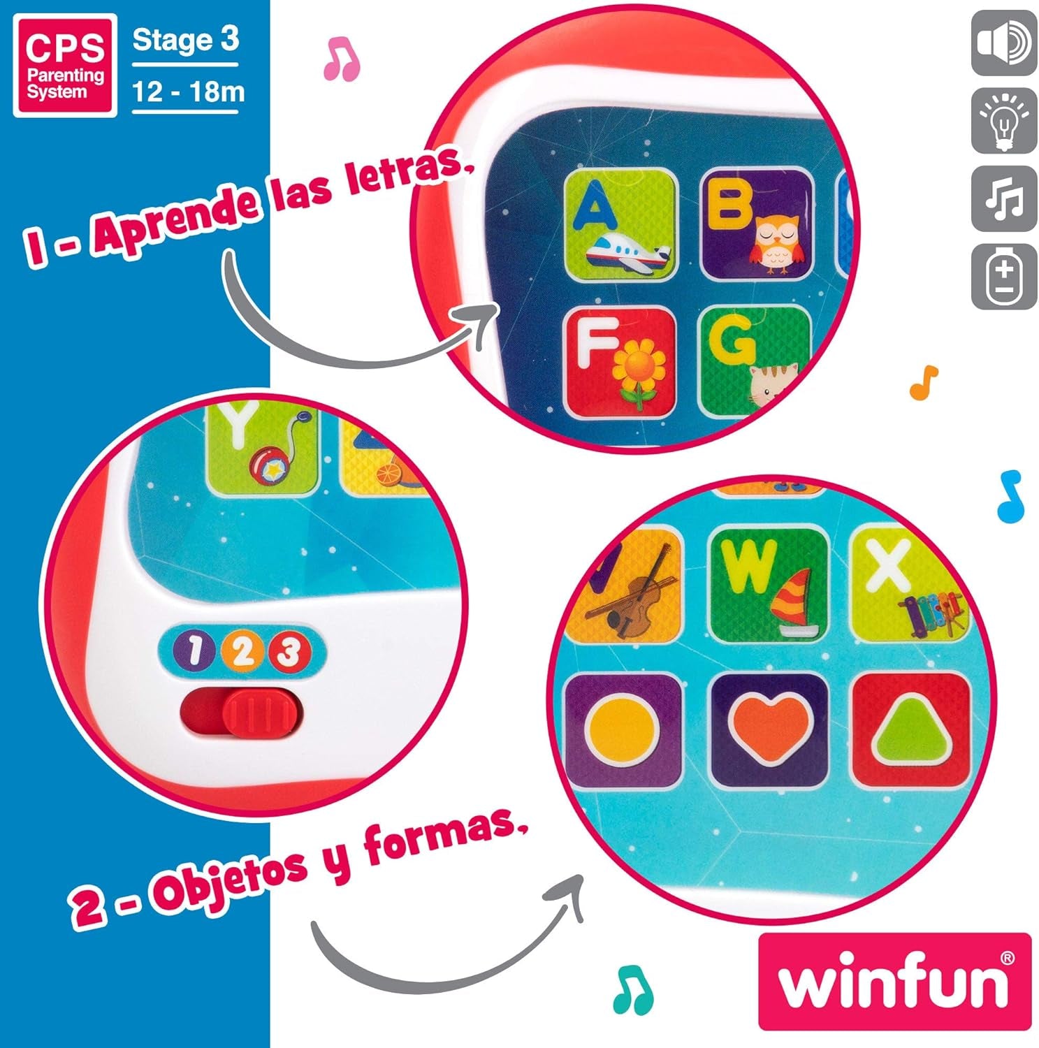 winfun ColorBaby 44256 Inlärningsbricka med ljus och ljud Babyleksaker Naty Shop