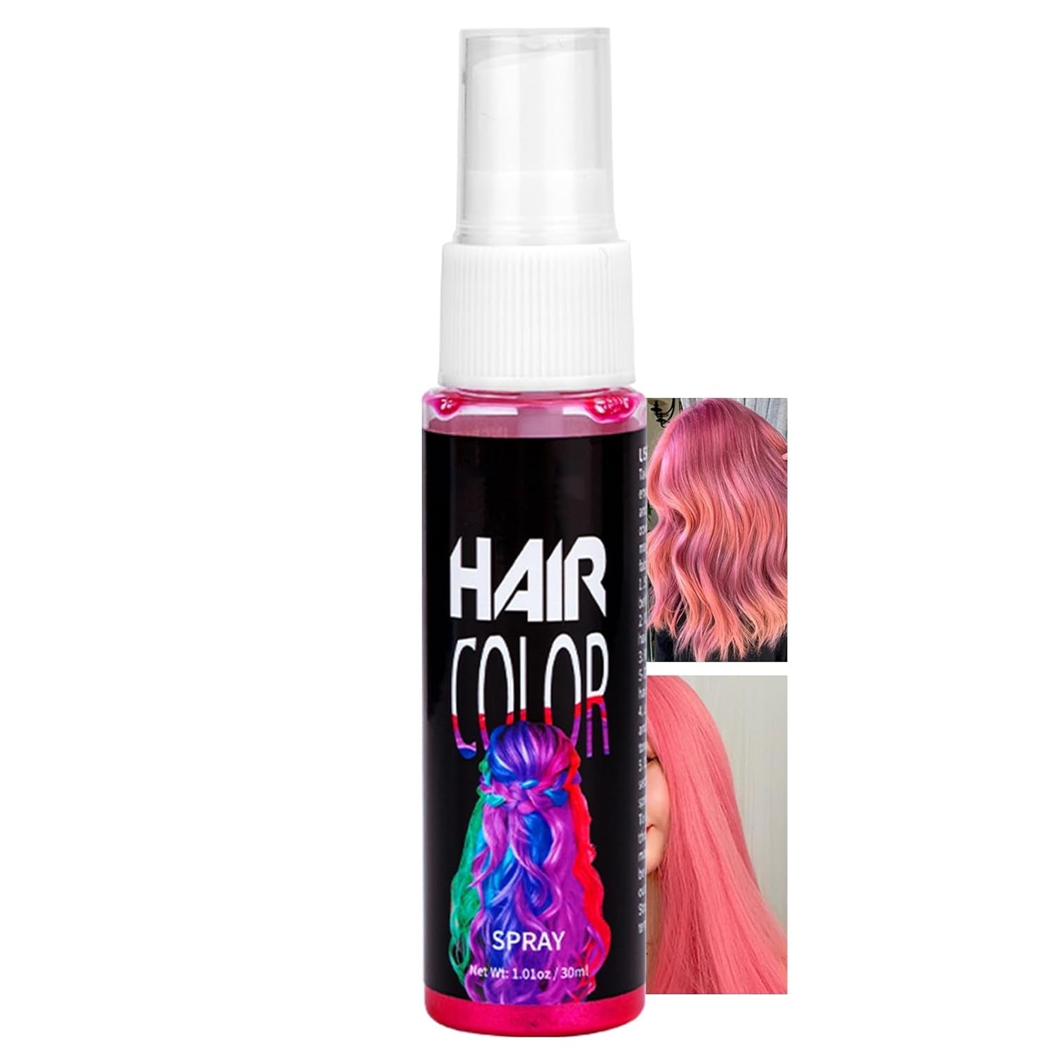 Hårsprayfärg, Tillfällig röd spray Hårfärgning, Rödfärgad hårfärgning, Tvättbar hårfärgning, Livlig röd hårfärgsspray, Instant Hårfärgning, Hårfärgning för karneval, Halloween, Cosplay, Party Hårfärgning Naty Shop Pink 30 Ml (1 förpackning)