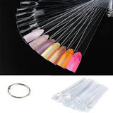 Nageldisplay, 40 pinnar konstgjorda nagellack, kapslar, praktisk fläkt, nagelkonst