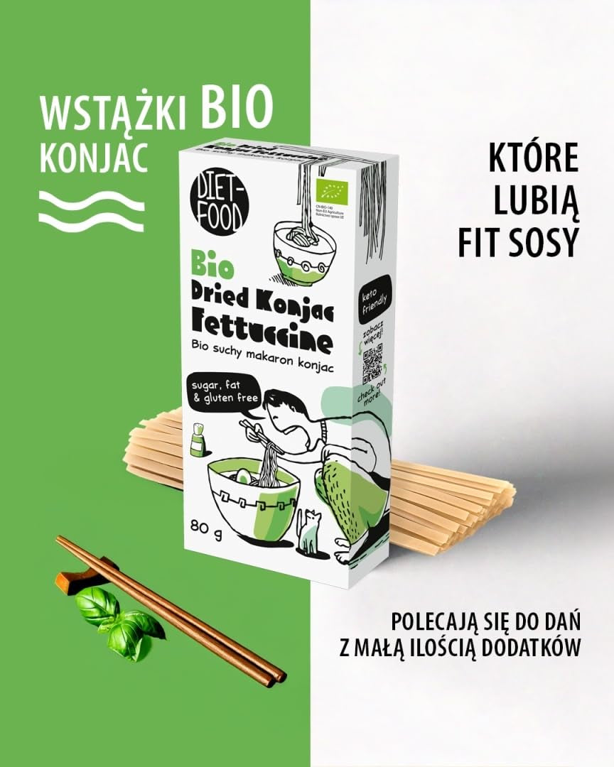 Fettuccine Konjac Shirataki Organic 80g - Lågkalori och lågkolhydrat, glutenfri, lågkolhydrat, lämplig för keto-dieter, med tapiokamjöl