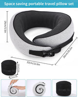 Flygplans nackkudde, Memory Foam resekudde, vuxen nackkudde, justerbar tvättbar flygplanskudde, ergonomisk resekudde (grå) cervikala ortopediska kuddar Naty Shop