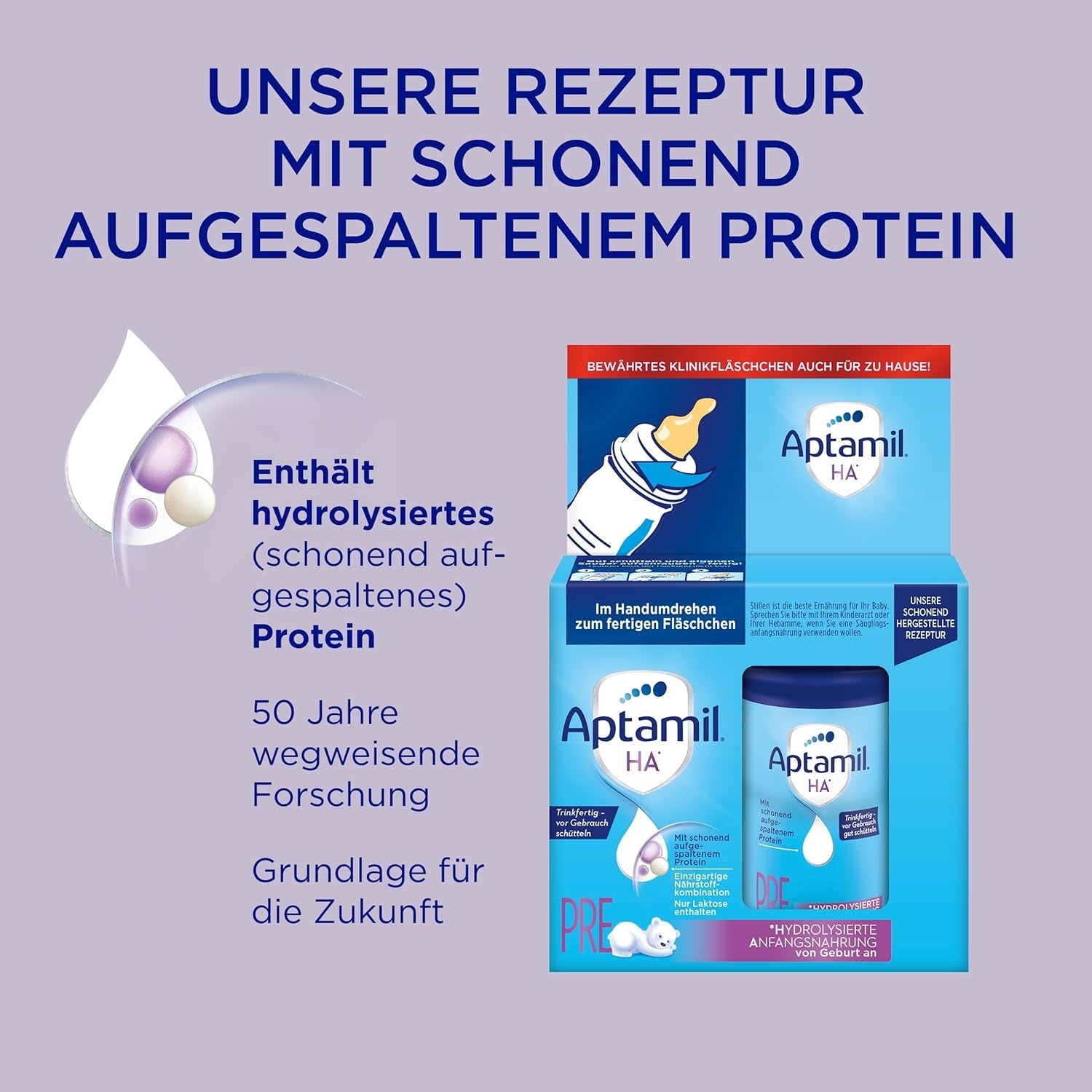 Aptamil HA Pre Ready to Drink – Hydrolyserad mjölk för spädbarn från födseln – 4 x 2 x 90 ml