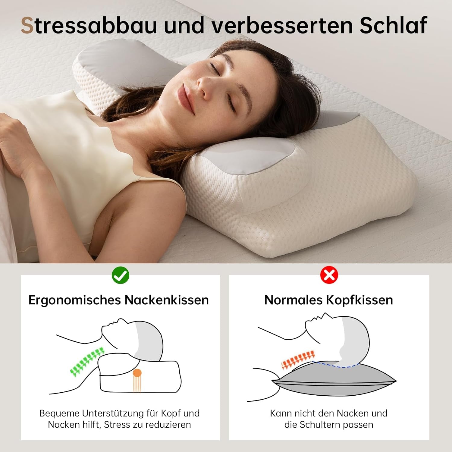 Homyrium Ergonomisk nackkudde Ortopedisk kudde Memory Foam Nackstödskudde Anti Snarkning Kudde Side Sleeper Rygg Magkudde Grå Cervikal Ortopediska Kuddar Naty Shop