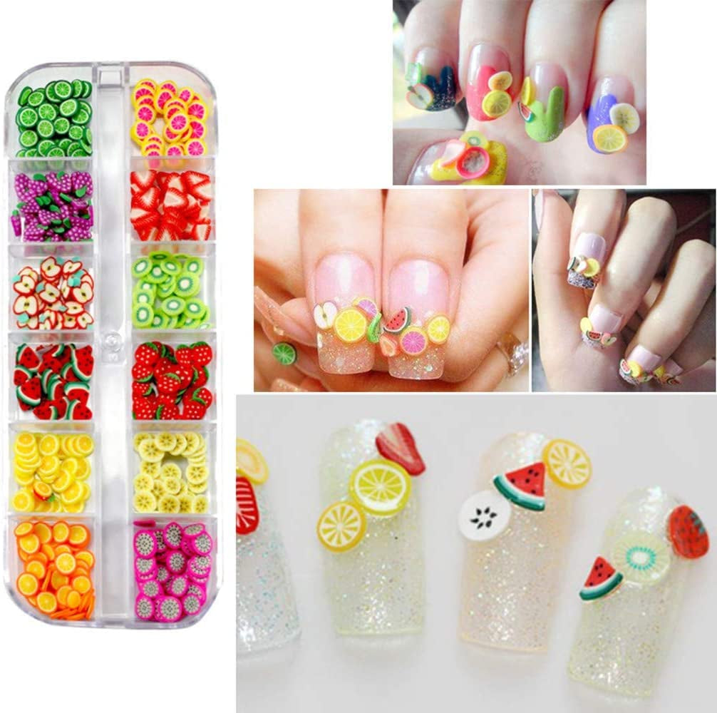 4 Set Nagel Obst Scheiben, Basicon Niedliche Obst Polymer Scheiben Obst Scheibe Nagel Nagel 3D Obstscheibe Nail Art Slice Für DIY Liefert Maniküre Dekoration Schleim Zubehör Nageldekorationen, 4 Stile