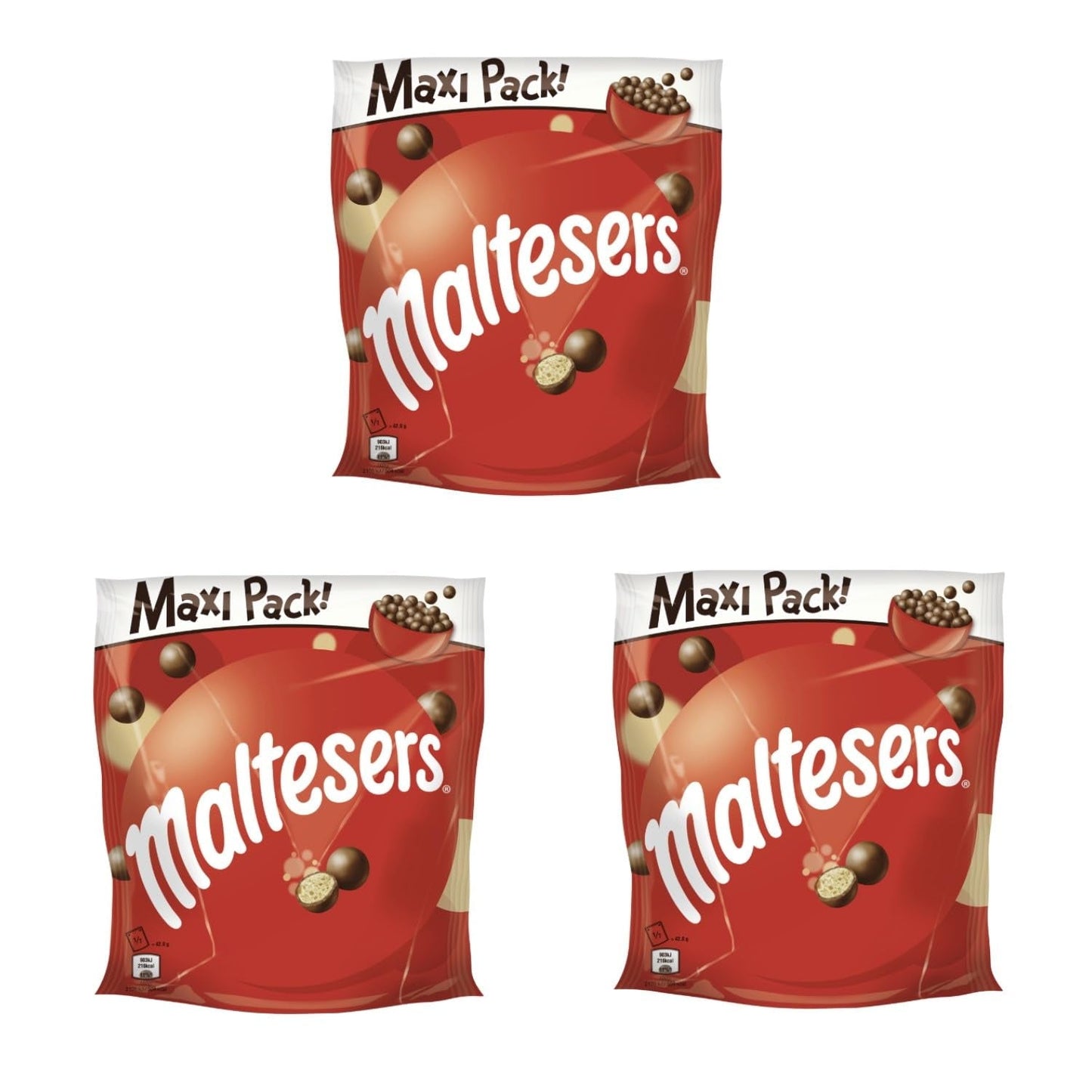 Malteser, chokladbollar med krispigt och lätt centrum, luftigt, chokladsnack, 1 förpackning (1 x 300g)