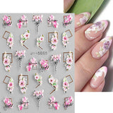 JMEOWIO 3D Nagelsticker Frühling Blume Nail Art Sticker Selbstklebend Nagelaufkleber 5D Stereoskopisk Blumen Dekoration Nageldesign Zubehör 4 Blatt
