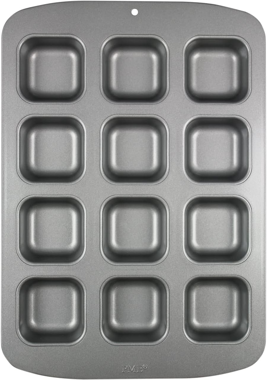 CSB106 Quadratische Antihaftbeschichtete Backform Mit 12 Minilöchern Aus Karbonstahl, Edelstahl, Silver, 37,3 X 26,1 X 3,1 Cm Formar och brickor för bakning Naty Shop