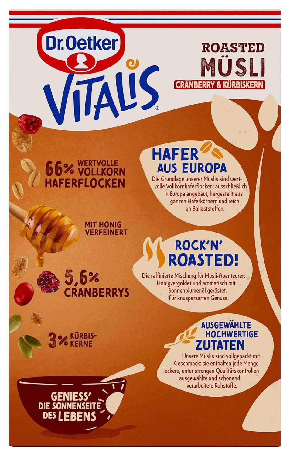 Dr. Oetker Vitalis rostad müsli med tranbär och pumpafrön: rostad müsli med torkade tranbär, 8 st (8 x 501 g)