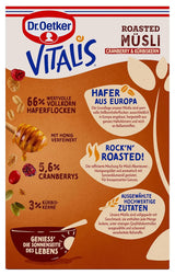 Dr. Oetker Vitalis rostad müsli med tranbär och pumpafrön: rostad müsli med torkade tranbär, 8 st (8 x 501 g)