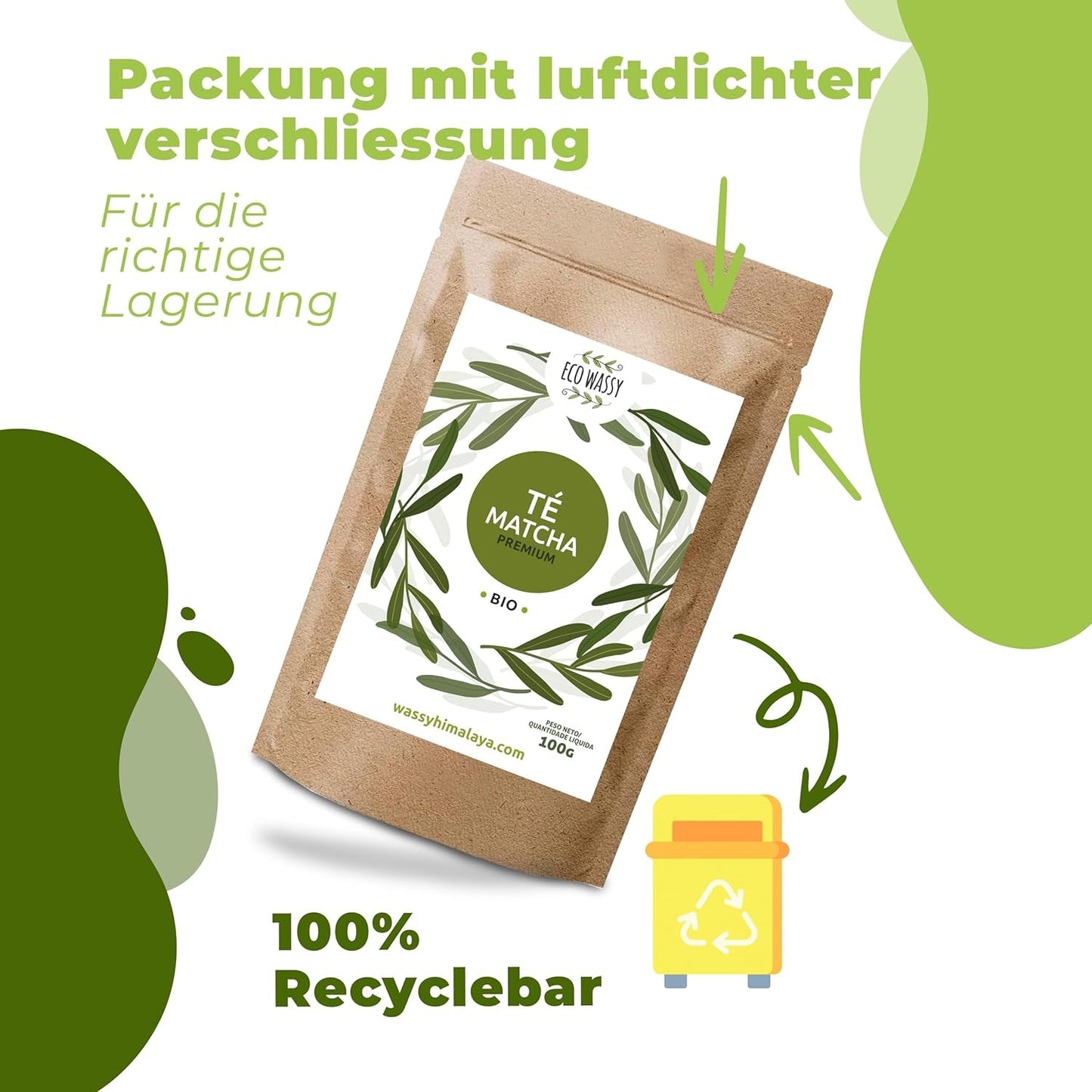 Japanskt Matcha-te, premiumkvalitet, pulver. 100% naturligt. Grönt te-reducerare, kraftfull avgiftning och antioxidant. Renodlad matcha - Ursprung: Japan (100 g)