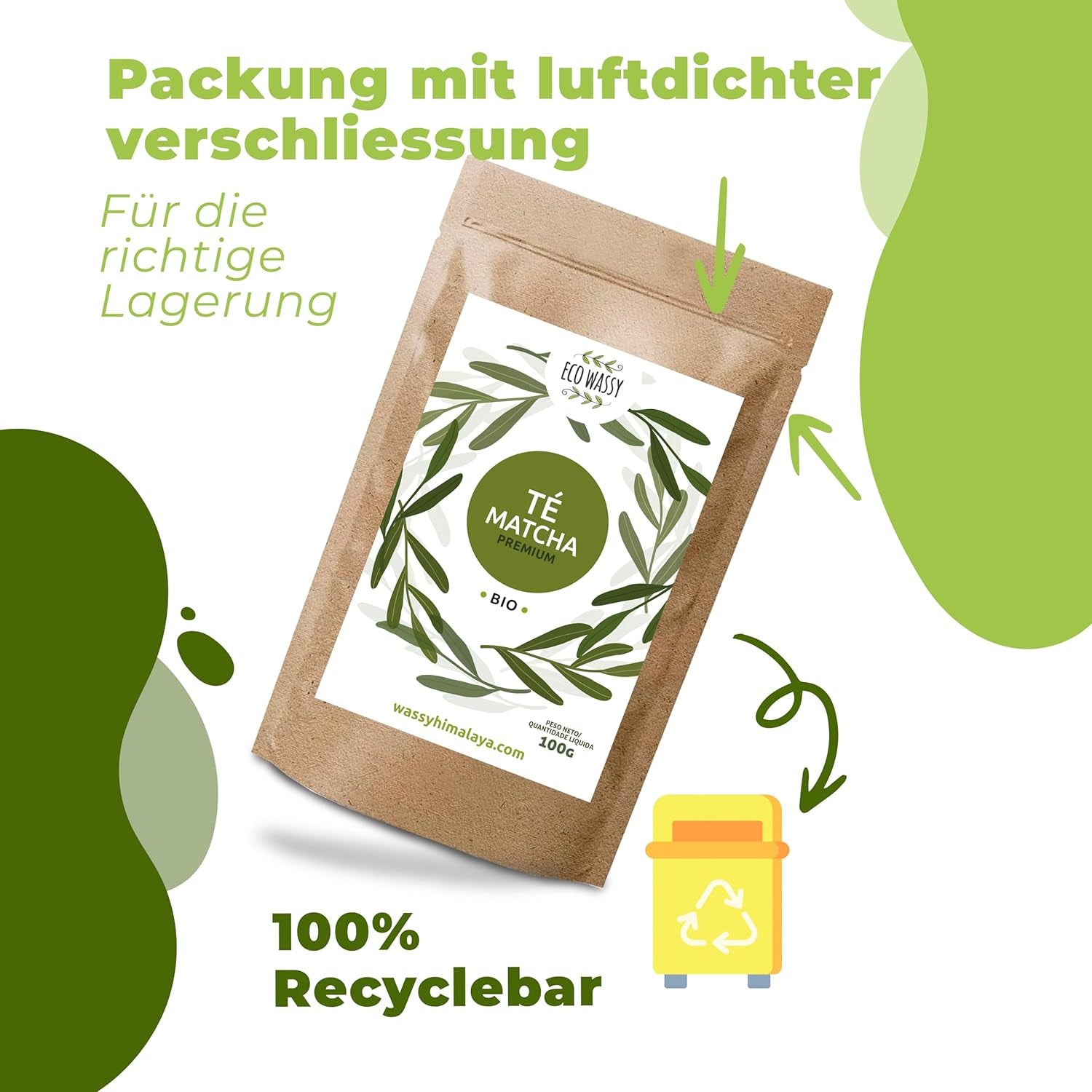 Japanskt Matcha-te, premiumkvalitet, pulver. 100% naturligt. Grönt te-reducerare, kraftfull avgiftning och antioxidant. Renodlad matcha - Ursprung: Japan (100 g)