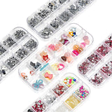 10 lådor Nail Rhinestones Kit, multifunktionella tillbehör med 1 pincett, dekorativa diamanter, kristaller, pärlor, ädelstenar, färgglada, blandade, hästögon, metalliska stenar, för DIY-nageldekorationer