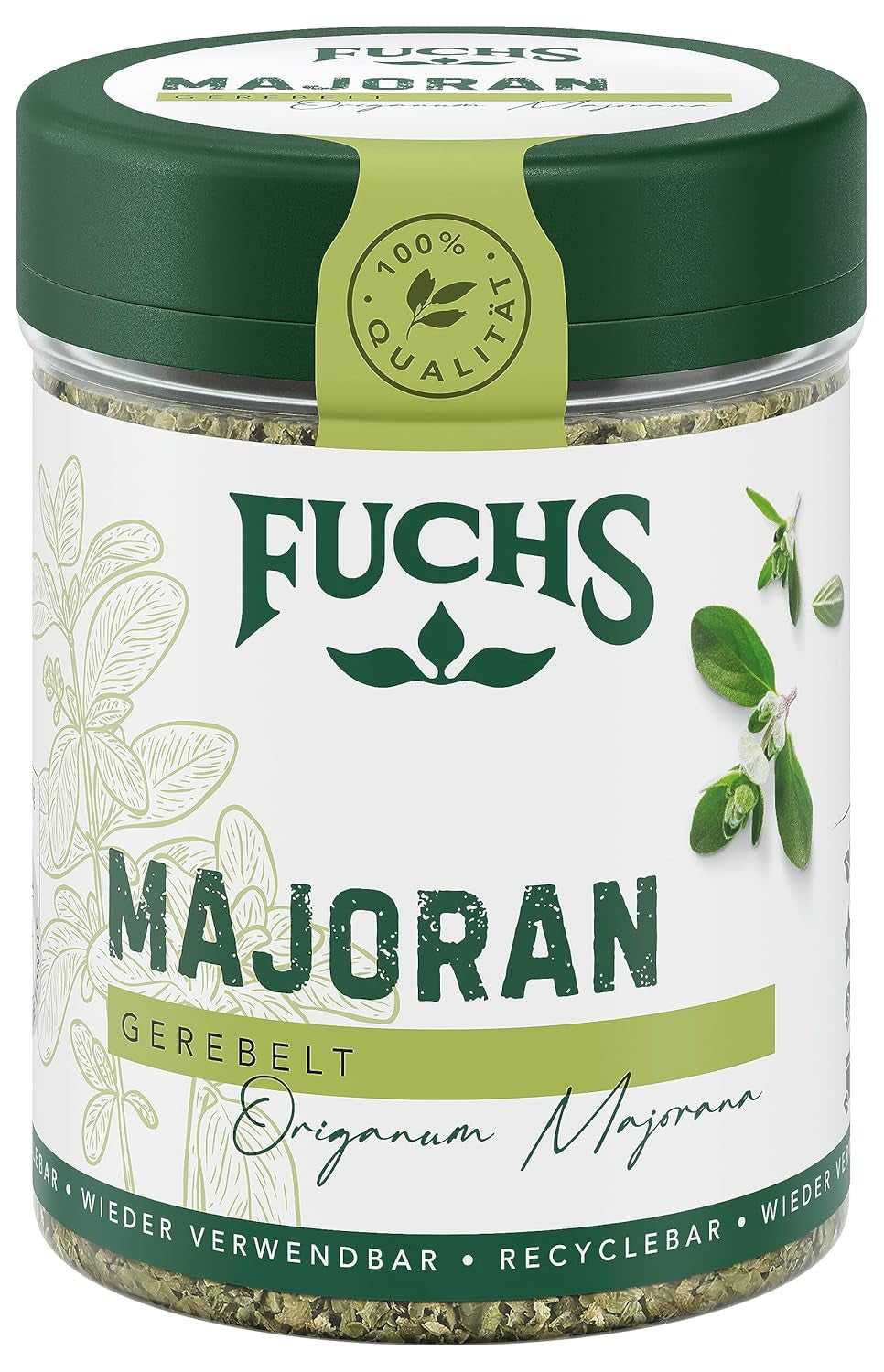 Fuchs Gewürze - Mejram gerebelt - zum Würzen von Kartoffelgerichten, Fleischgerichten eller Eintöpfen - naturliga ingredienser - 10 g i wiederverwendbarer, recyclebarer Dos