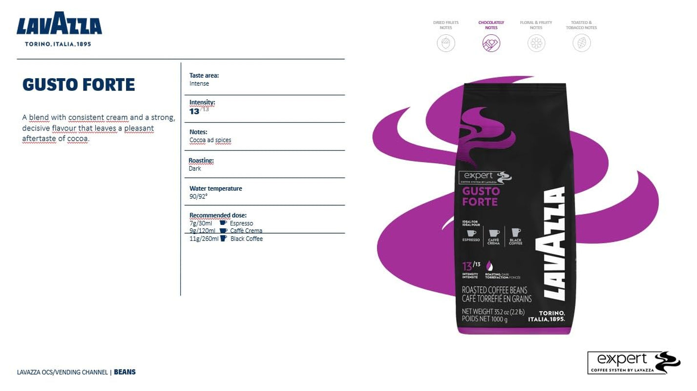 Lavazza Expert Gusto Forte Espresso - 1 kg ganze Kaffee-Bohne, 100 % Robusta
