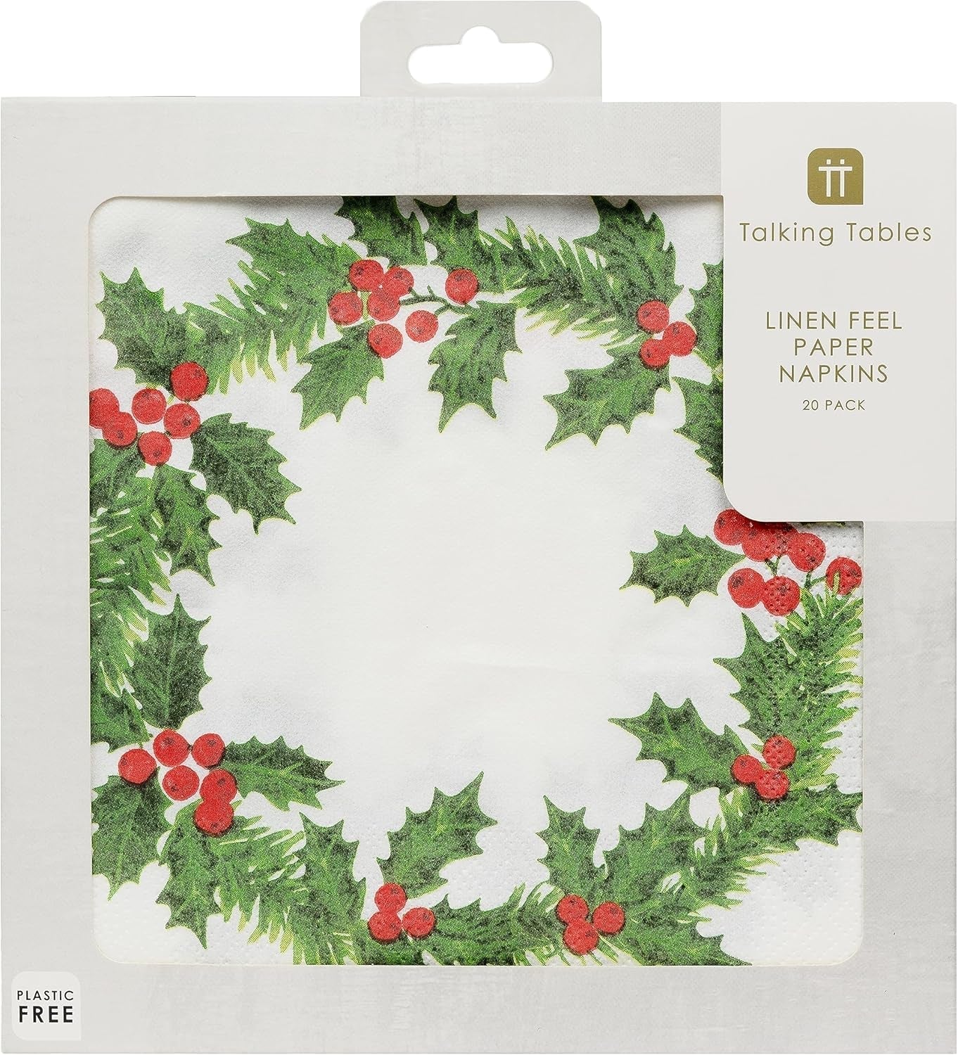 Talking Tables 20 XL julpappersservetter med Holly Design | Lyxiga engångsservetter | Återanvändbar | Perfekt för jul- och middagsfester | Hög kvalitet | 40 cm X 40 cm