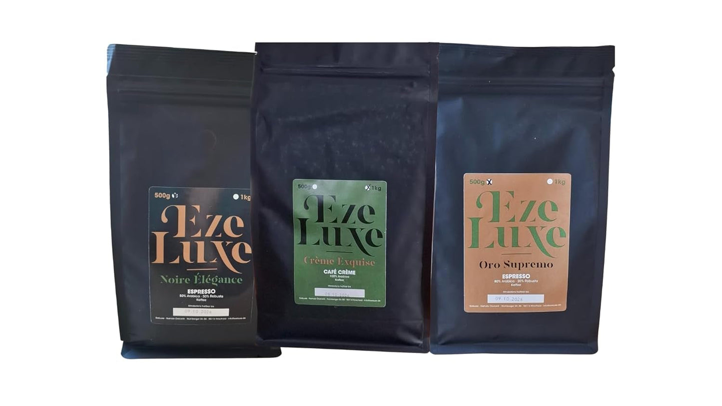 Kaffe Espresso Noire Elegance 500g – 50% Arabica och 50% Robusta från Brasilien och Indien – mellanrostad, stark och krämig med mörk choklad – intensitet 8 – inkl. gratis espressomaskin