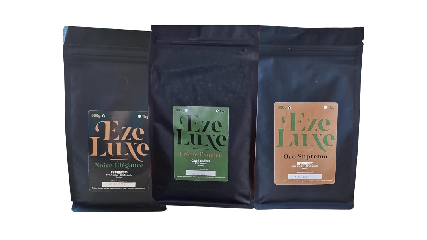 Kaffe Espresso Noire Elegance 500g – 50% Arabica och 50% Robusta från Brasilien och Indien – mellanrostad, stark och krämig med mörk choklad – intensitet 8 – inkl. gratis espressomaskin