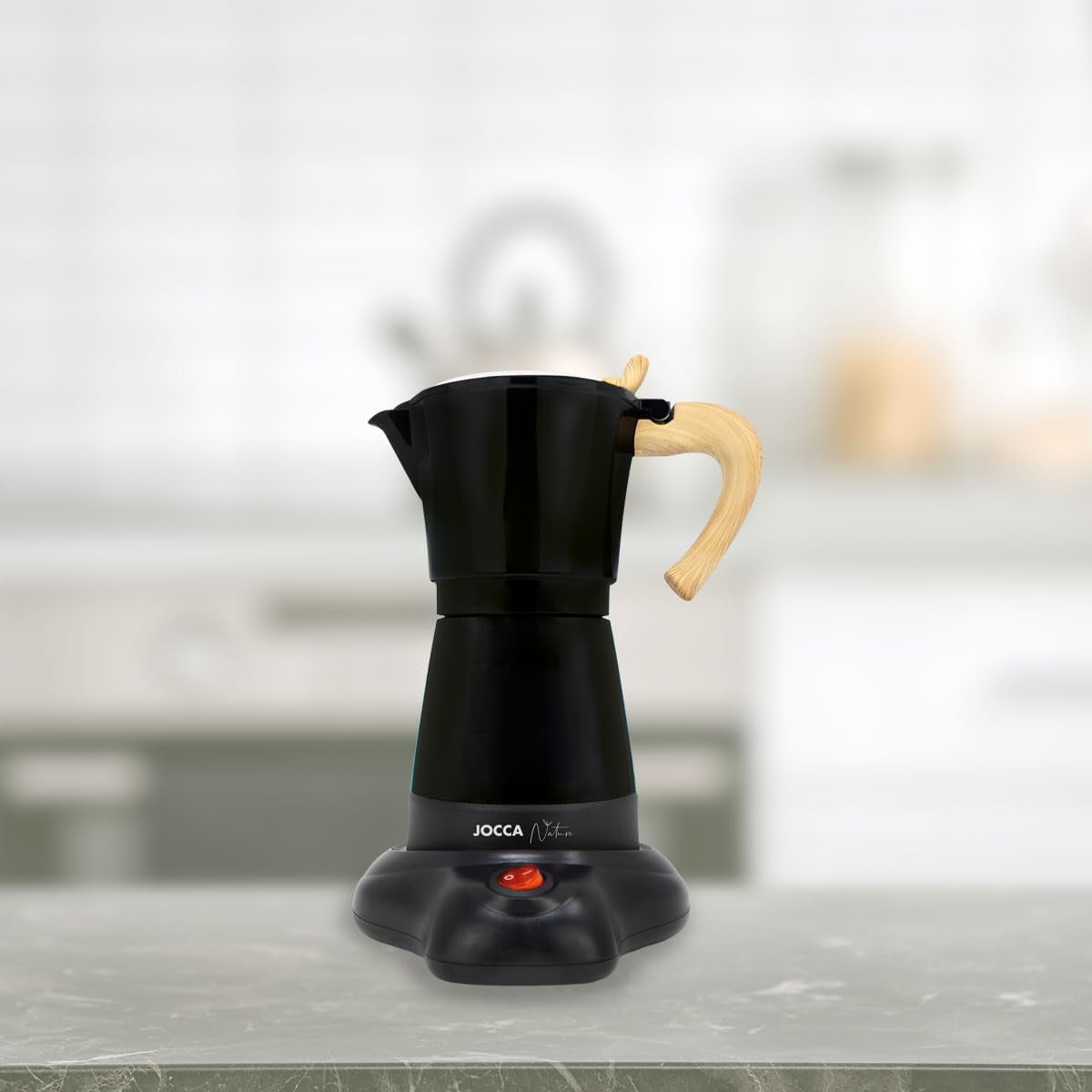 Jocca italiensk elektrisk kaffebryggare aluminium 6 koppar bärbar manuell kaffebryggare med trähandtag svart mocka stil
