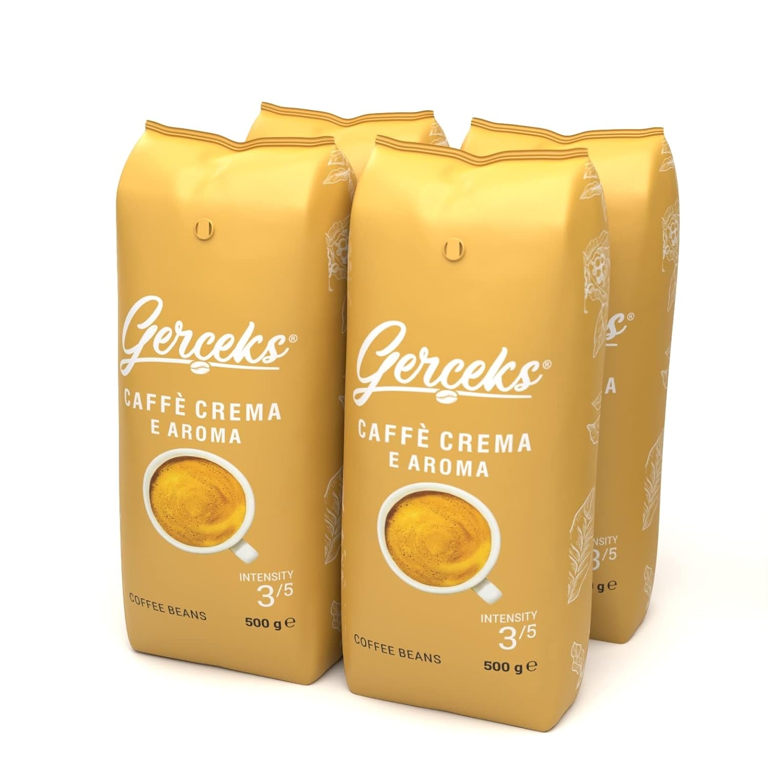 Caffe Crema E Aroma Kaffeebohnen 2kg (4x500g), Barista Kaffee schokoladig und säurearm, Espressobohnen kräftig, Bohnenkaffee mit Arabica und Robusta, fin Crema, ideal für Milchkaffee