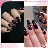 24st röda och svarta lösnaglar lim på lösnaglar Lim på naglar Mandelformade nagelspetsar Heltäckande lösnaglar Press On Nails Set Röda och svarta lösnaglar