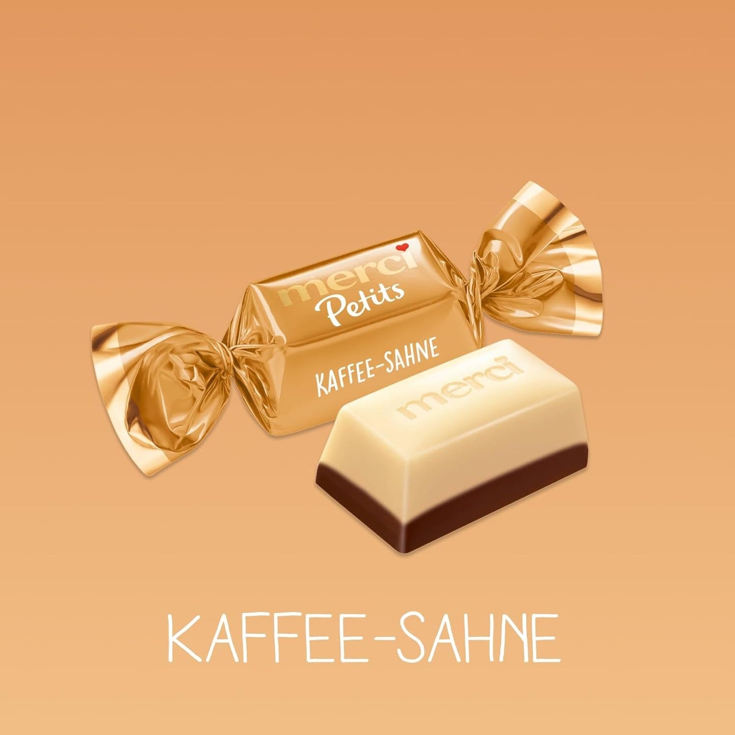 Merci Petits kaffegrädde - 12 x 125 g - Små vita chokladpraliner på fin choklad med kaffegrädde - individuellt inslagna chokladpraliner