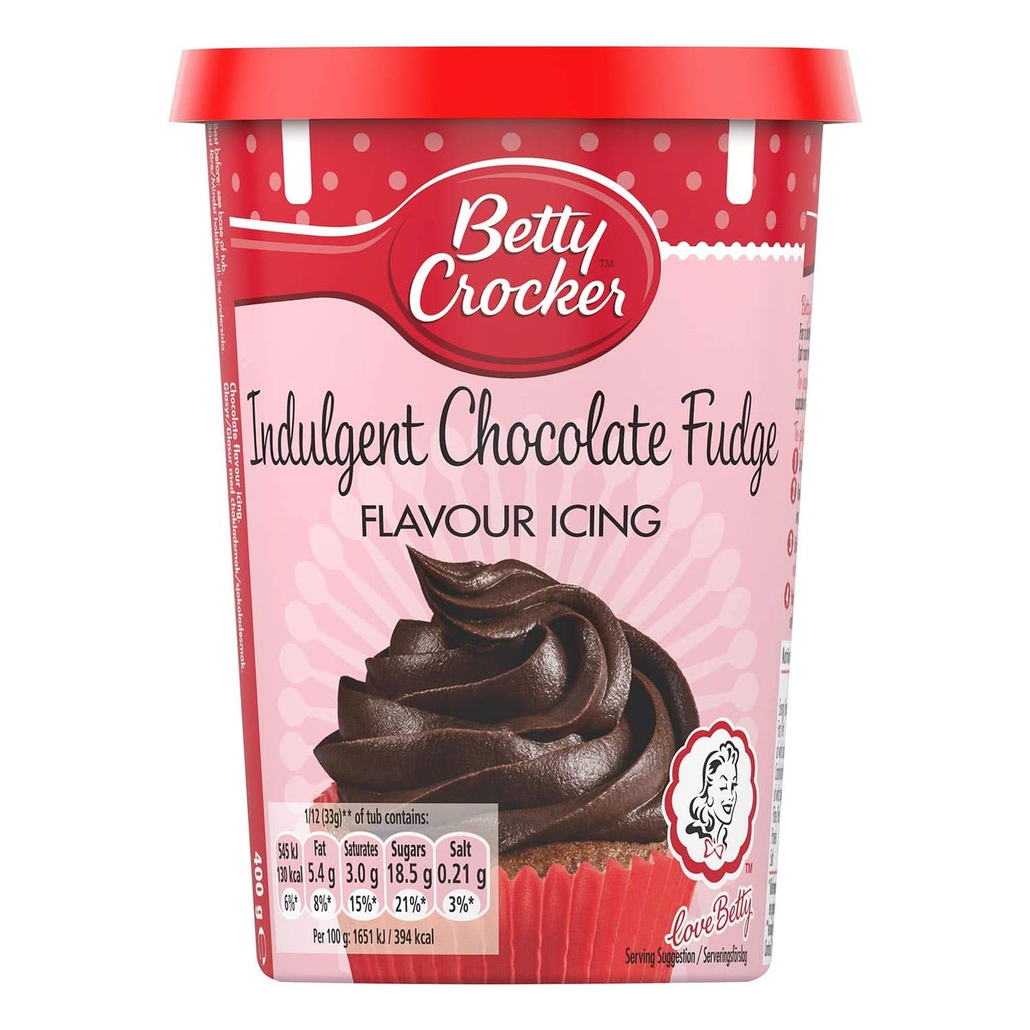 Betty Crocker, Tårtglasyr med choklad och kola, 400 grams glasyr och dekor Naty Shop