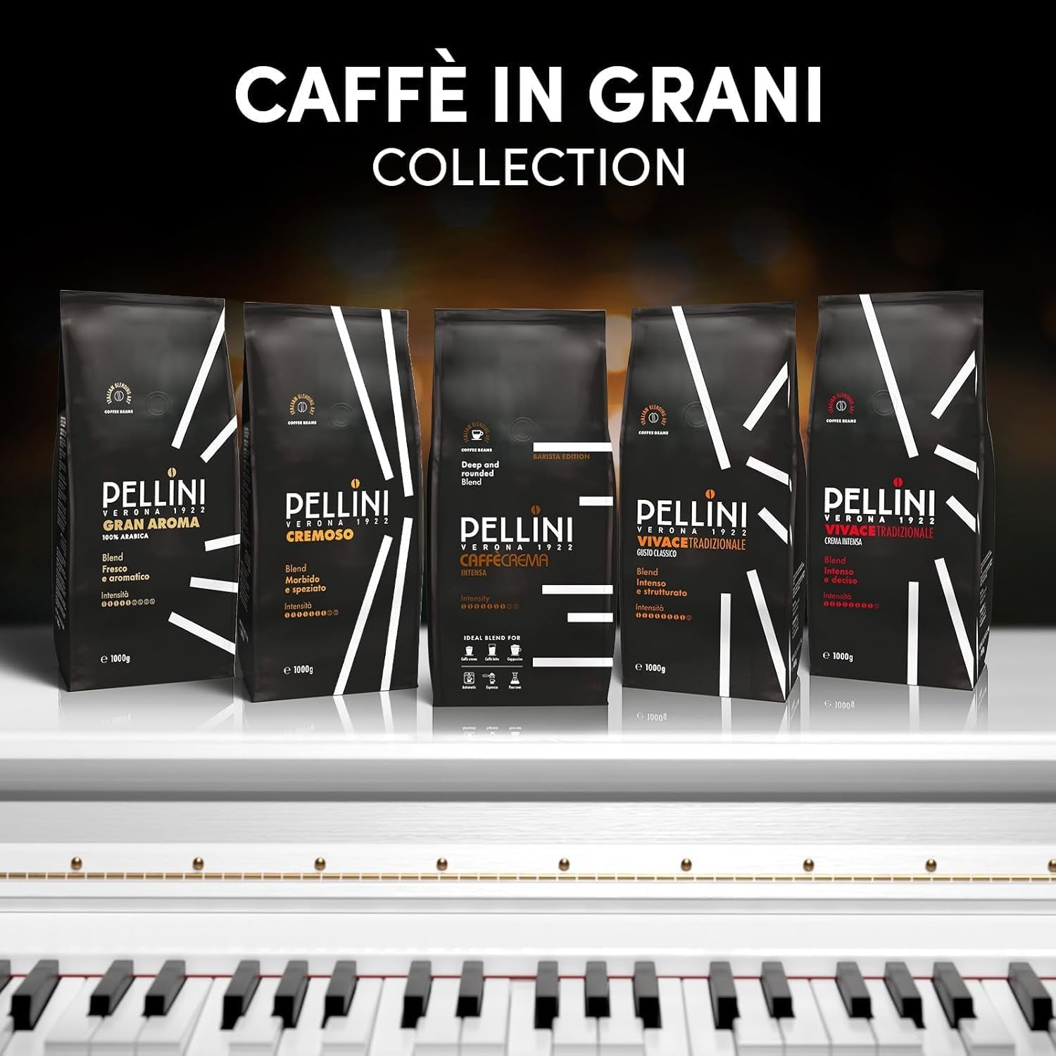 Pellini N.82 Vivace, Kaffeebohnen für Espresso 1 kg, Arabica- och Robusta-Mischung mit Kräftigem och Ausgefungem Gesmack, Mittlere Röstung