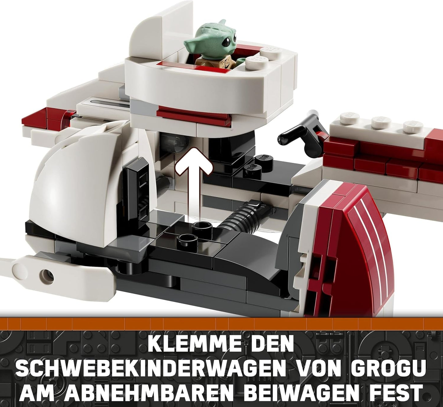 LEGO Star Wars Escape With The BARC Speeder, Mandalorian-setet, leksakscykel med sidvagn, Inkluderar figurerna Kelleran Beq och Grogu, present till pojkar och flickor från 8 år 75378 Byggset Beuche den LEGO-Store