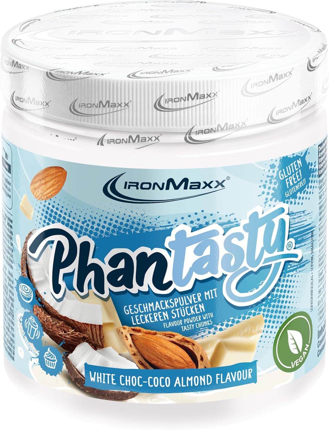 Ironmaxx Phantasty - Creamy Peach 250G Dos | Vegan Geschmackspulver Mit Echten Frucht- Oder Nussstückchen | Perfekter Zuckerersatz Sötningsmedel Naty Shop 250 G (1Er Pack) Vit Choc – Coco Mandel