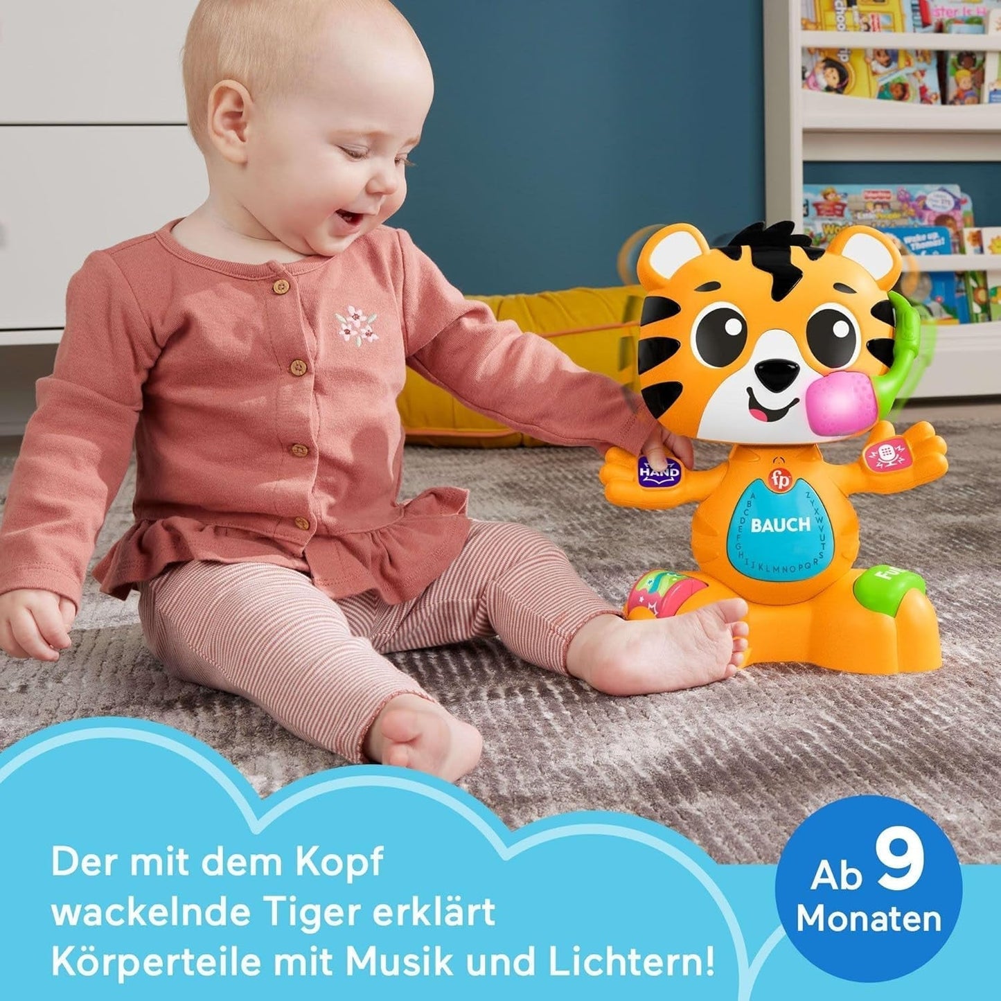 Fisher-Price Baby and Toddler Beat Bande Lern & Tanz Tiger Justin Educational Toy with Sounds and Lights for babys 9 months and up, German Edition, HYL31 Baby Toys Naty Shop