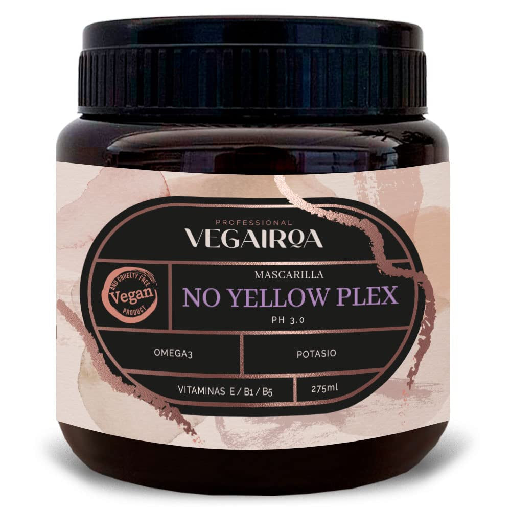 VEGAIROA - No Yellow Plex Mask - Neutraliserande mask för gula och orange toner - Fuktgivande vård - Lila pigment - Professionell vegansk hårprodukt - 275g Naty Shop hårmask Standardtitel