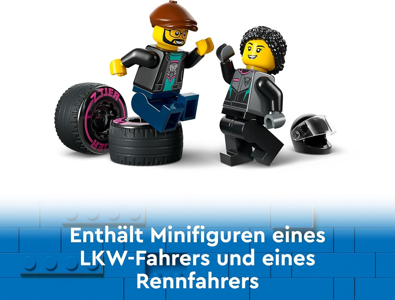 LEGO City Car Transporter med racerbil, leksaksbil med justerbar lastramp och racerbil, byggset med 2 minifigurer, racerförare och lastbilsförare, för barn från 6 år 60406 Byggset Besuche den LEGO-Store