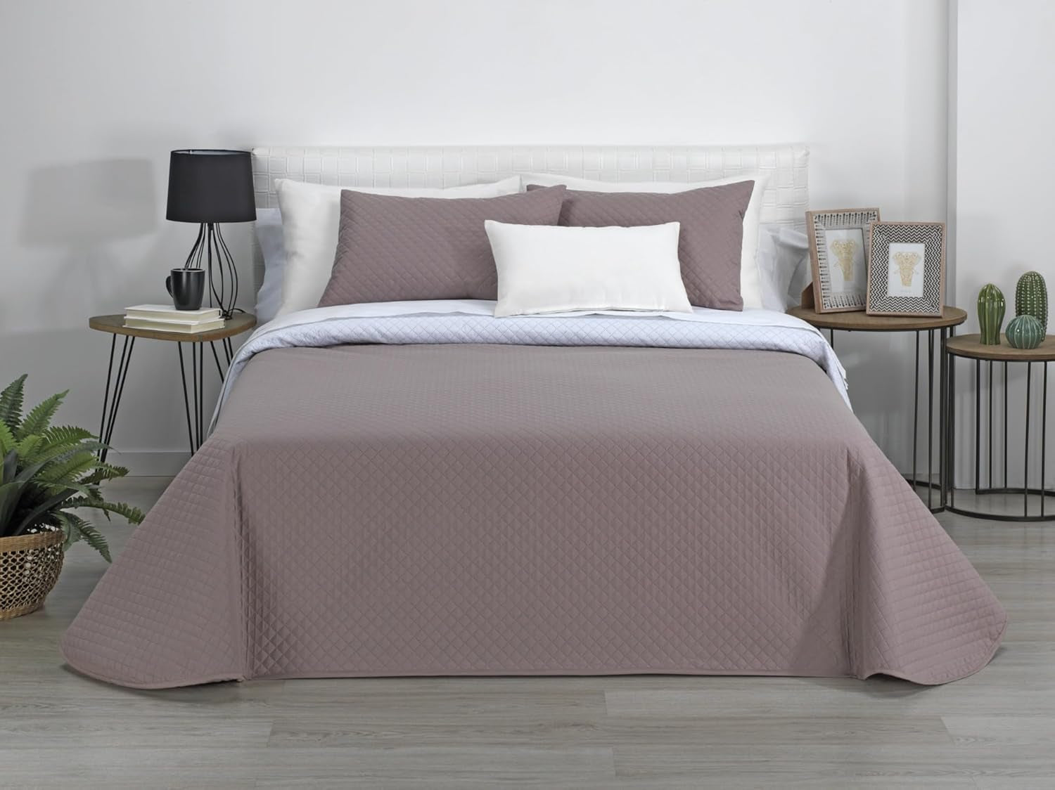 Estoralis | AVA | Vändbar Boutique Quilt | För alla årstider | Färg - Vit/Taupe | För 140/150/160 cm säng. säng. (250 X 270 Cm. Ancho X Alto) | Quiltat täcke Quilt och täcken Naty Shop Standardtitel