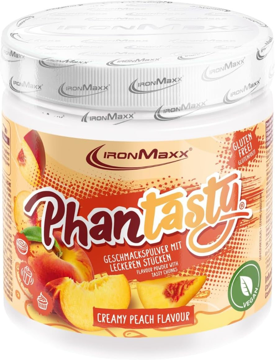 Ironmaxx Phantasty - Creamy Peach 250G Dos | Vegan Geschmackspulver Mit Echten Frucht- Oder Nussstückchen | Perfekter Zuckerersatz Sötningsmedel Naty Shop 250 G (1Er Pack) Creamy Peach