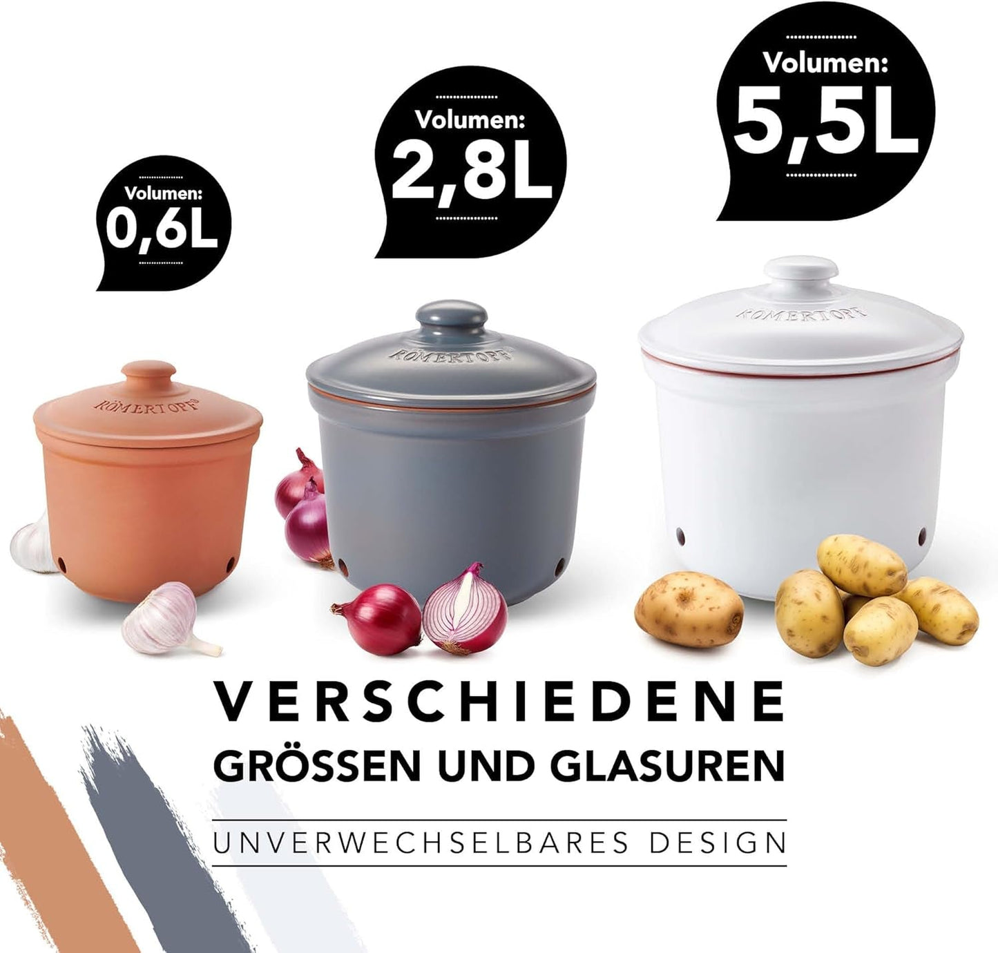 Römertopf vitlökspotta färsk kruka gjord av naturlig lera för lång hållbarhet av mat som vitlök Ø 12,5 cm vit Matförvaringslådor Naty Shop